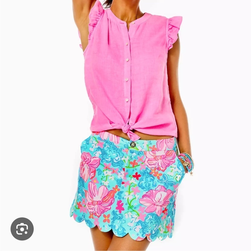 Lilly Pulitzer Colette Surf Blue Luscious Lions Scallop Hem Skort
